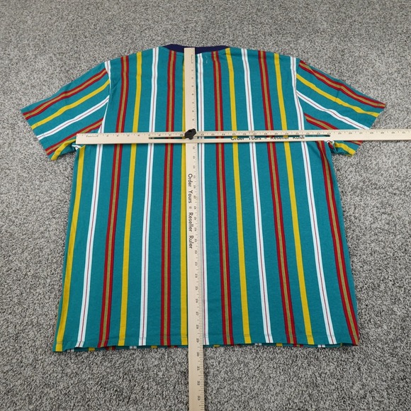 VTG Guess Shirt Mens L Blue Red Yellow Colorblock Stripe Los Angeles Rap 90s Y2K - Picture 6 of 9